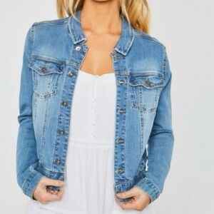 Love Tree Cropped Blue Jean Jacket